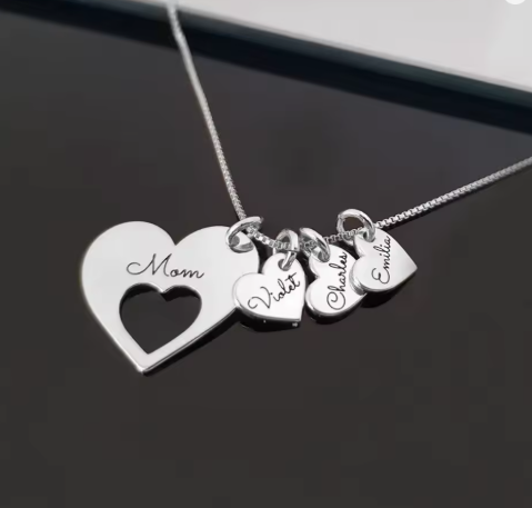 Personalized Engraved Neckless For Mum Silver