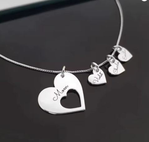 Personalized Engraved Neckless For Mum Silver