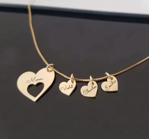Personalized Engraved Neckless For Mum Gold